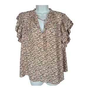 Joie‎ Floral Flutter Sleeves  Top